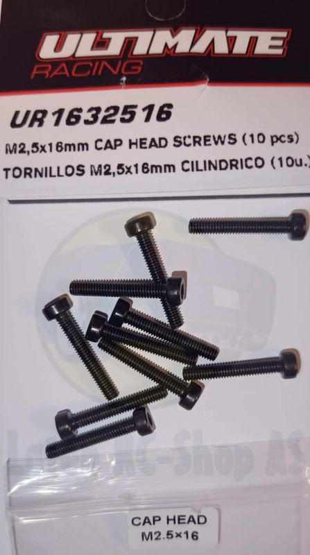 Screws - Cap Head - Allen - M2.5 x 16mm (10 pcs)
