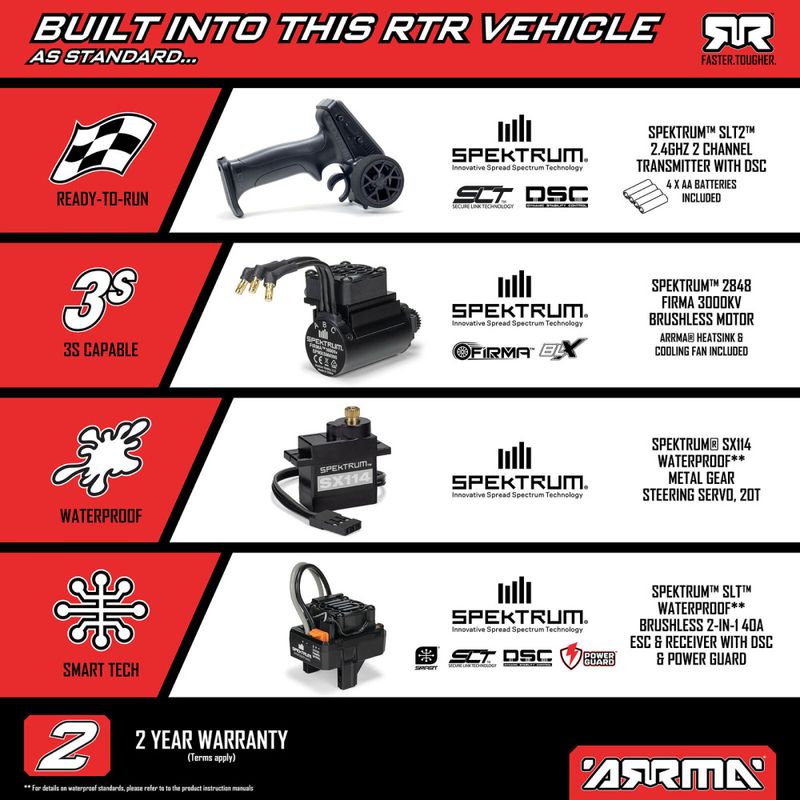 1/16 Arrma Mini Kraton 3S DSC 4x4 Børsteløs RTR